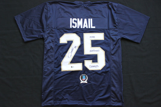 RAGHIB ROCKET ISMAIL NOTRE DAME FIGHTING IRISH SIGNED JERSEY w1988NatChamps BAS