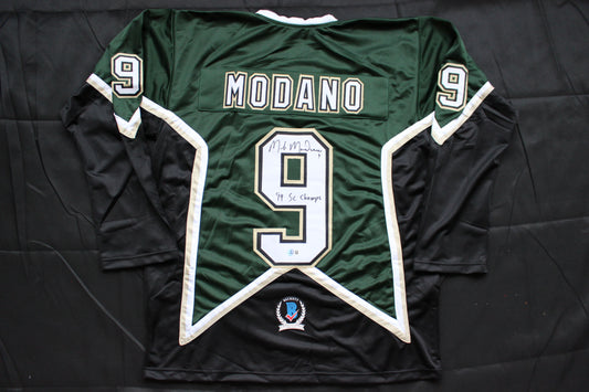 MIKE MODANO DALLAS STARS SIGNED HOCKEY JERSEY w/99 SC Champs BAS COA