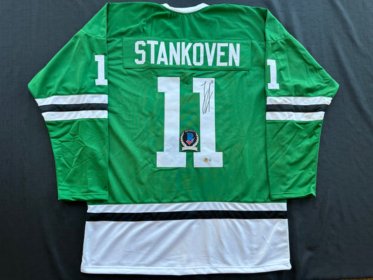 LOGAN STANKOVEN DALLAS STARS SIGNED HOCKEY ROAD JERSEY BAS COA