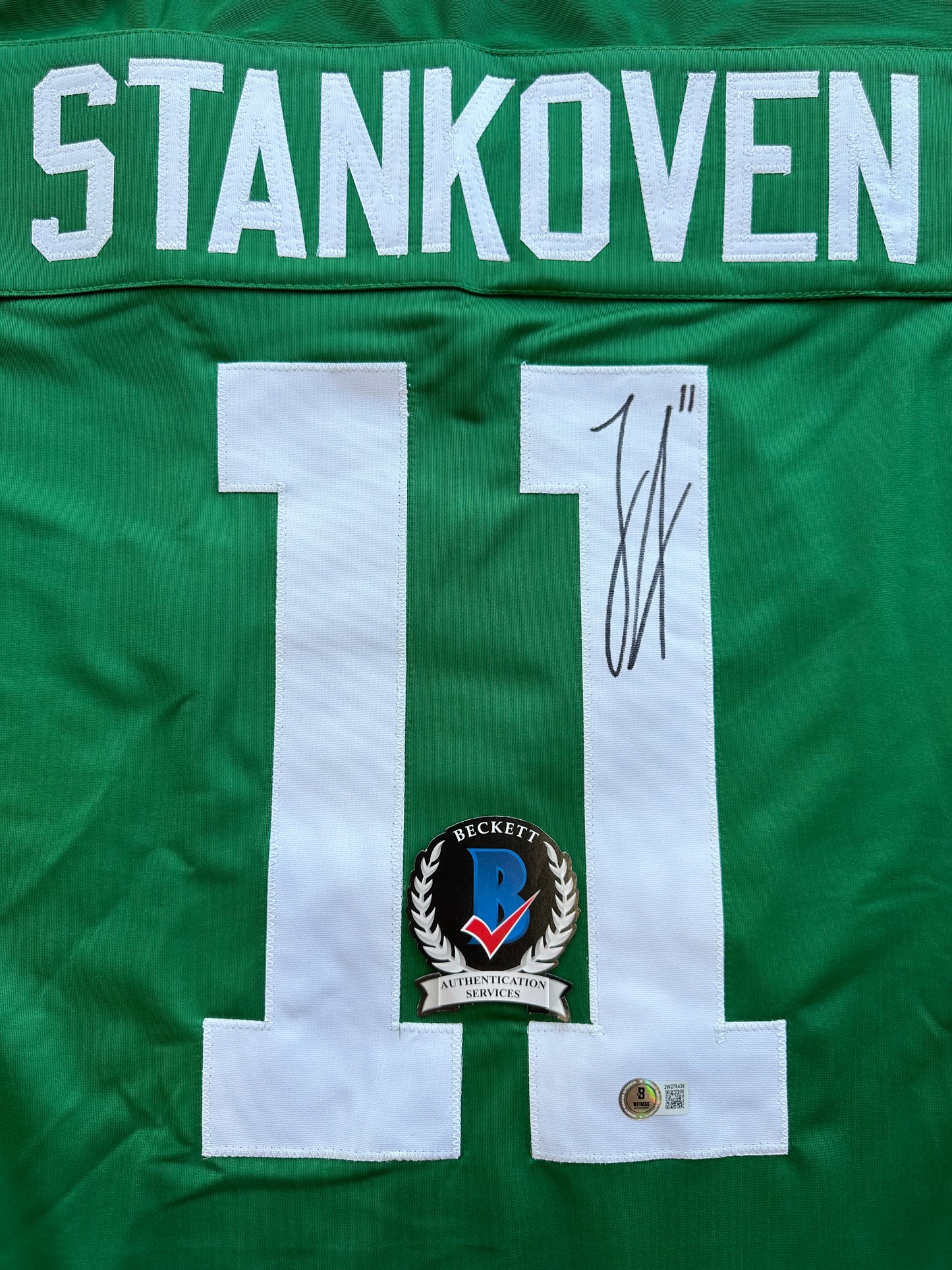 LOGAN STANKOVEN DALLAS STARS SIGNED HOCKEY ROAD JERSEY BAS COA