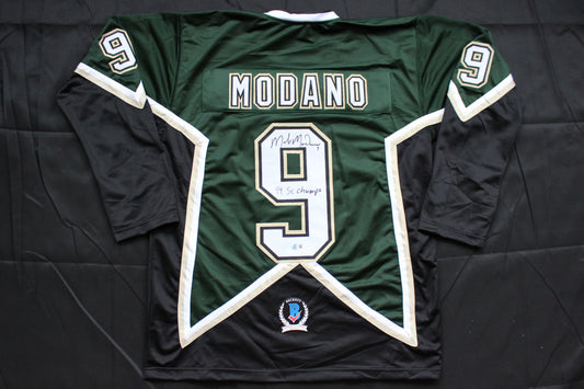 MIKE MODANO DALLAS STARS SIGNED HOCKEY JERSEY w/99 SC Champs BAS COA
