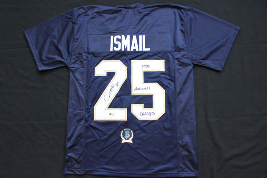 RAGHIB ROCKET ISMAIL NOTRE DAME FIGHTING IRISH SIGNED JERSEY w1988NatChamps BAS