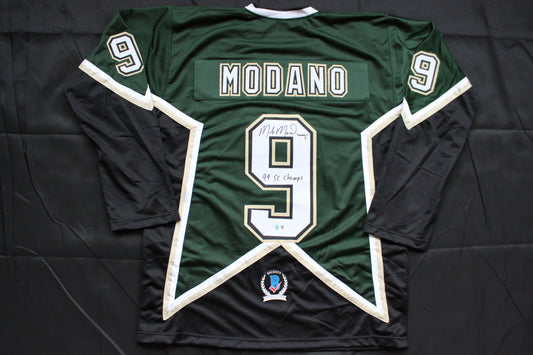 MIKE MODANO DALLAS STARS SIGNED HOCKEY JERSEY w/99 SC Champs BAS COA