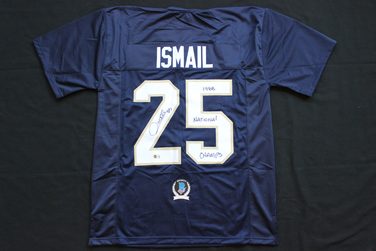 RAGHIB ROCKET ISMAIL NOTRE DAME FIGHTING IRISH SIGNED JERSEY w1988NatChamps BAS