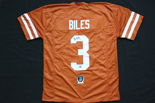 RASHEEM BILES TEXAS UT LONGHORNS SIGNED BURNT ORANGE JERSEY BAS COA