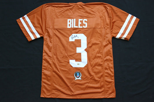 RASHEEM BILES TEXAS UT LONGHORNS SIGNED BURNT ORANGE JERSEY BAS COA