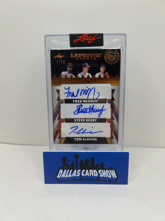 2024 Leaf Ultimate Multi Sport MCGRIFF AVERY GLAVINE Triple Auto Champions /12