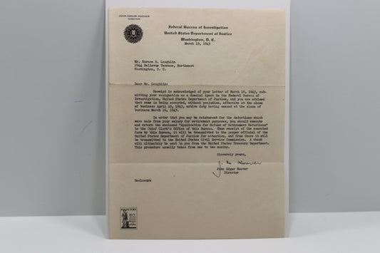 J Edgar Hoover Letter