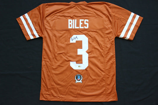 RASHEEM BILES TEXAS UT LONGHORNS SIGNED BURNT ORANGE JERSEY BAS COA