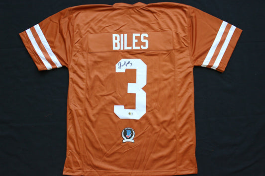RASHEEM BILES TEXAS UT LONGHORNS SIGNED BURNT ORANGE JERSEY BAS COA