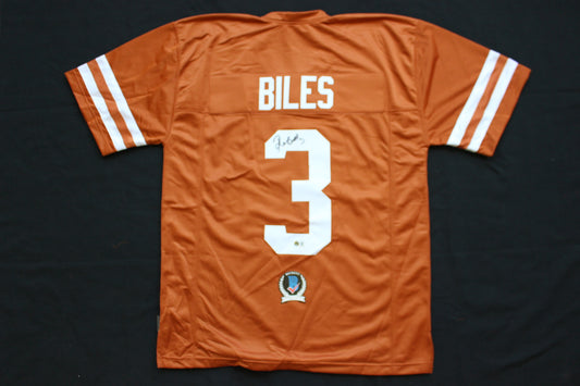 RASHEEM BILES TEXAS UT LONGHORNS SIGNED BURNT ORANGE JERSEY BAS COA