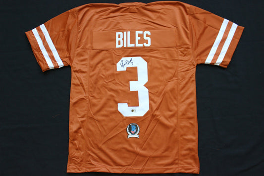 RASHEEM BILES TEXAS UT LONGHORNS SIGNED BURNT ORANGE JERSEY BAS COA