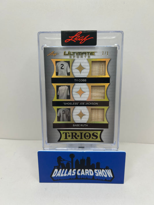 2024 LEAF ULTIMATE SPORTS TRIOS TY COBB BABE RUTH JOE JACKSON BAT RELIC 1/1