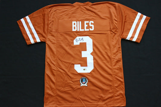 RASHEEM BILES TEXAS UT LONGHORNS SIGNED BURNT ORANGE JERSEY BAS COA