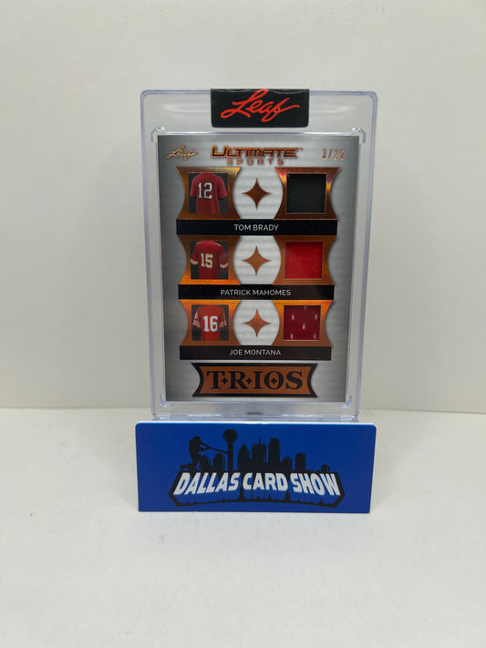 2024 Leaf Ultimate Sports Tom Brady/Patrick Mahomes/Joe Montana TRIO RELIC #/25