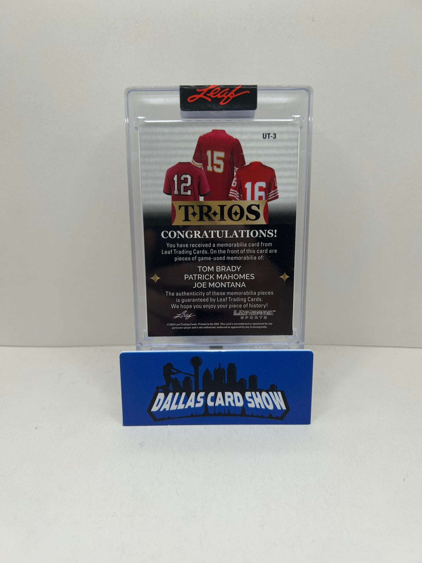 2024 Leaf Ultimate Sports Tom Brady/Patrick Mahomes/Joe Montana TRIO RELIC #/25