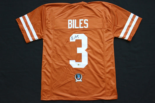 RASHEEM BILES TEXAS UT LONGHORNS SIGNED BURNT ORANGE JERSEY BAS COA