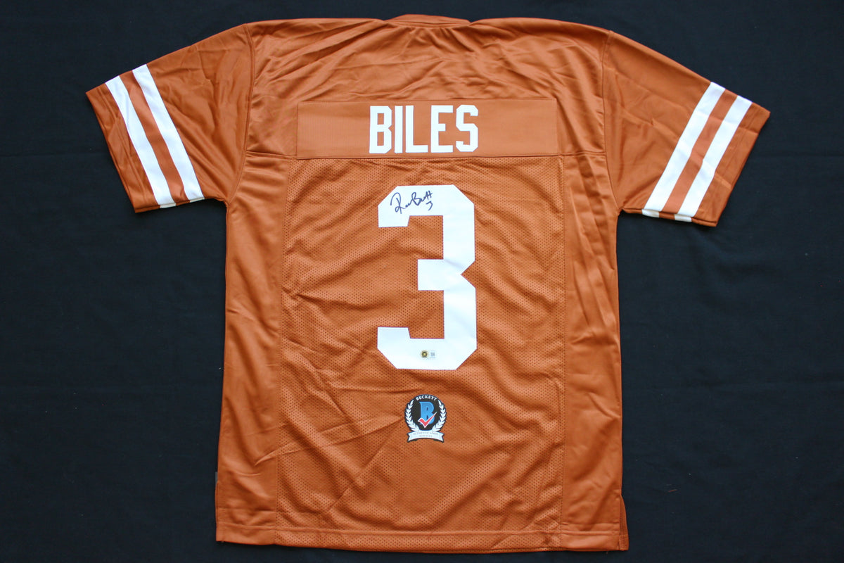 RASHEEM BILES TEXAS UT LONGHORNS SIGNED BURNT ORANGE JERSEY BAS COA