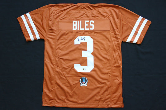 RASHEEM BILES TEXAS UT LONGHORNS SIGNED BURNT ORANGE JERSEY BAS COA