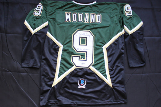 MIKE MODANO DALLAS STARS SIGNED HOCKEY JERSEY w/99 SC Champs BAS COA