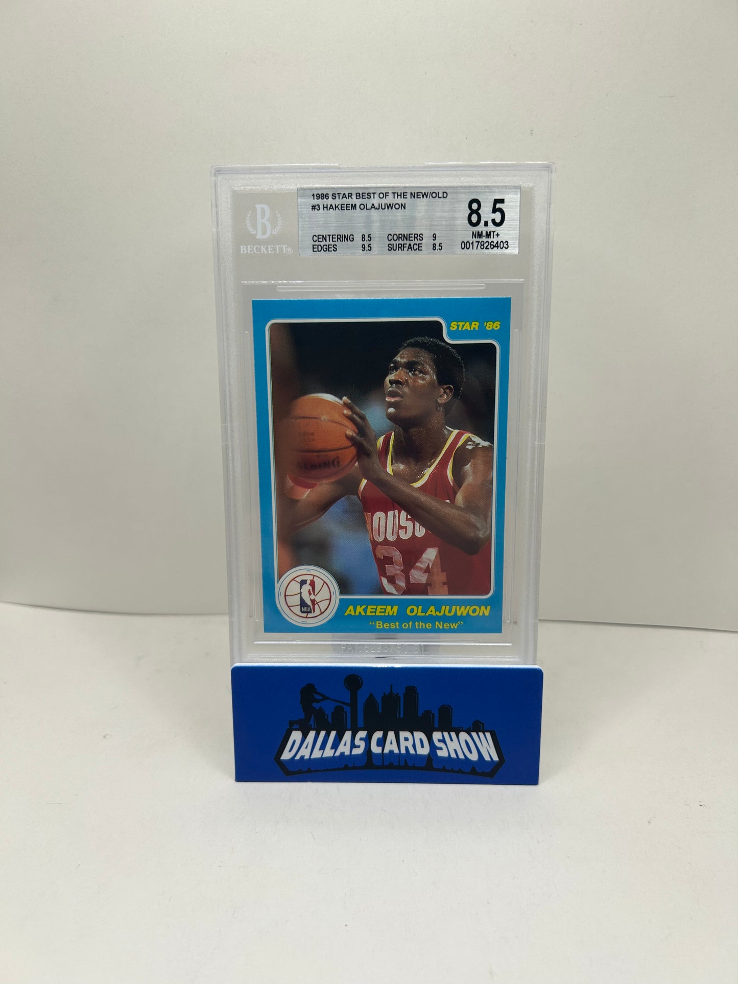 1986 Star Best of the New/Best of the Old Hakeem Olajuwon BGS 8.5 Rookie RC HOF