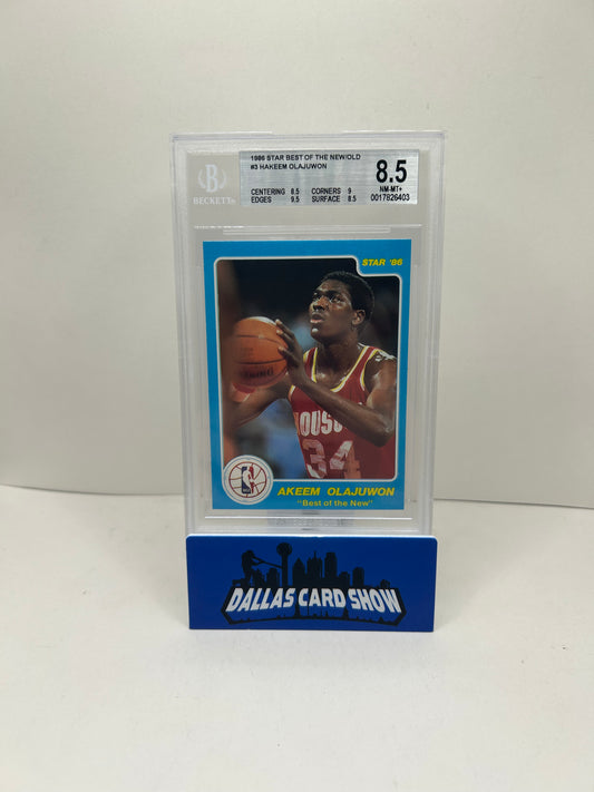 1986 Star Best of the New/Best of the Old Hakeem Olajuwon BGS 8.5 Rookie RC HOF