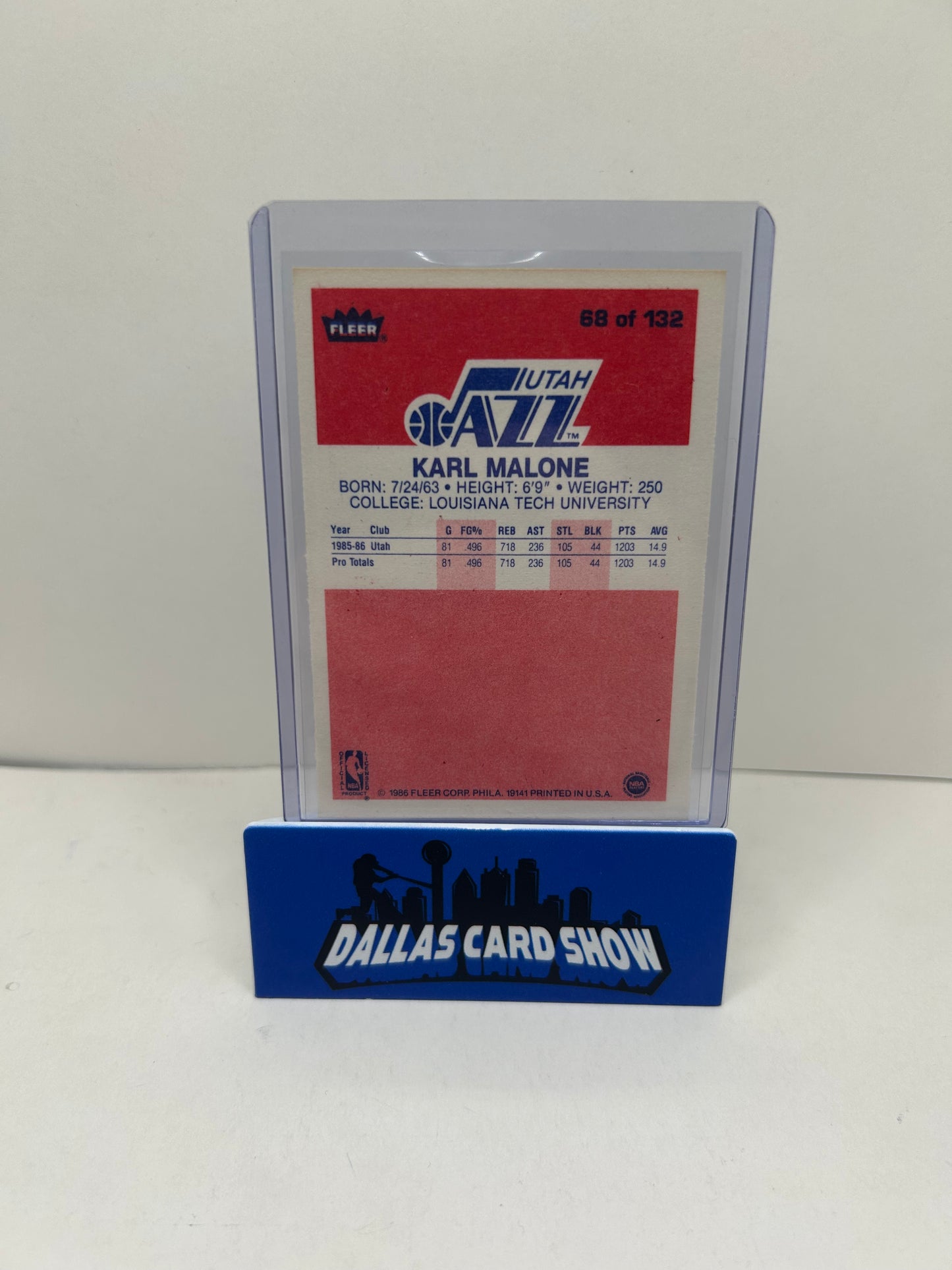1986-87 Fleer Karl Malone Rookie Card RC Utah Jazz HOF