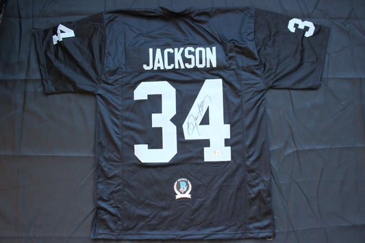 BO JACKSON RAIDERS SIGNED FOOTBALL JERSEY KC Royals Auburn BAS COA