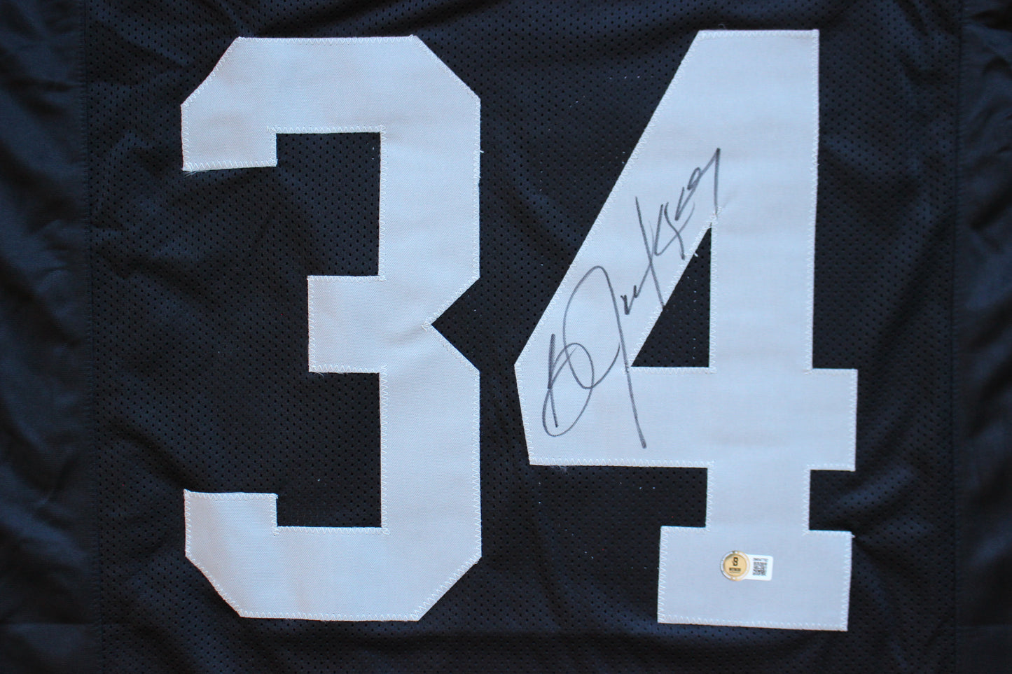 BO JACKSON RAIDERS SIGNED FOOTBALL JERSEY KC Royals Auburn BAS COA