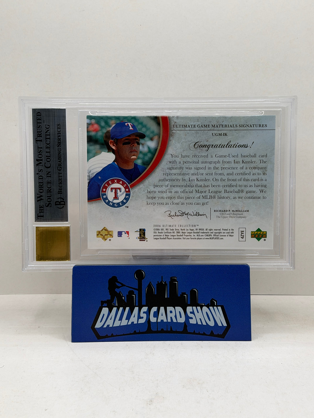 2006 Ultimate Collection #IK Ian Kinsler Ultimate Game Materials BGS 8.5 Auto 10