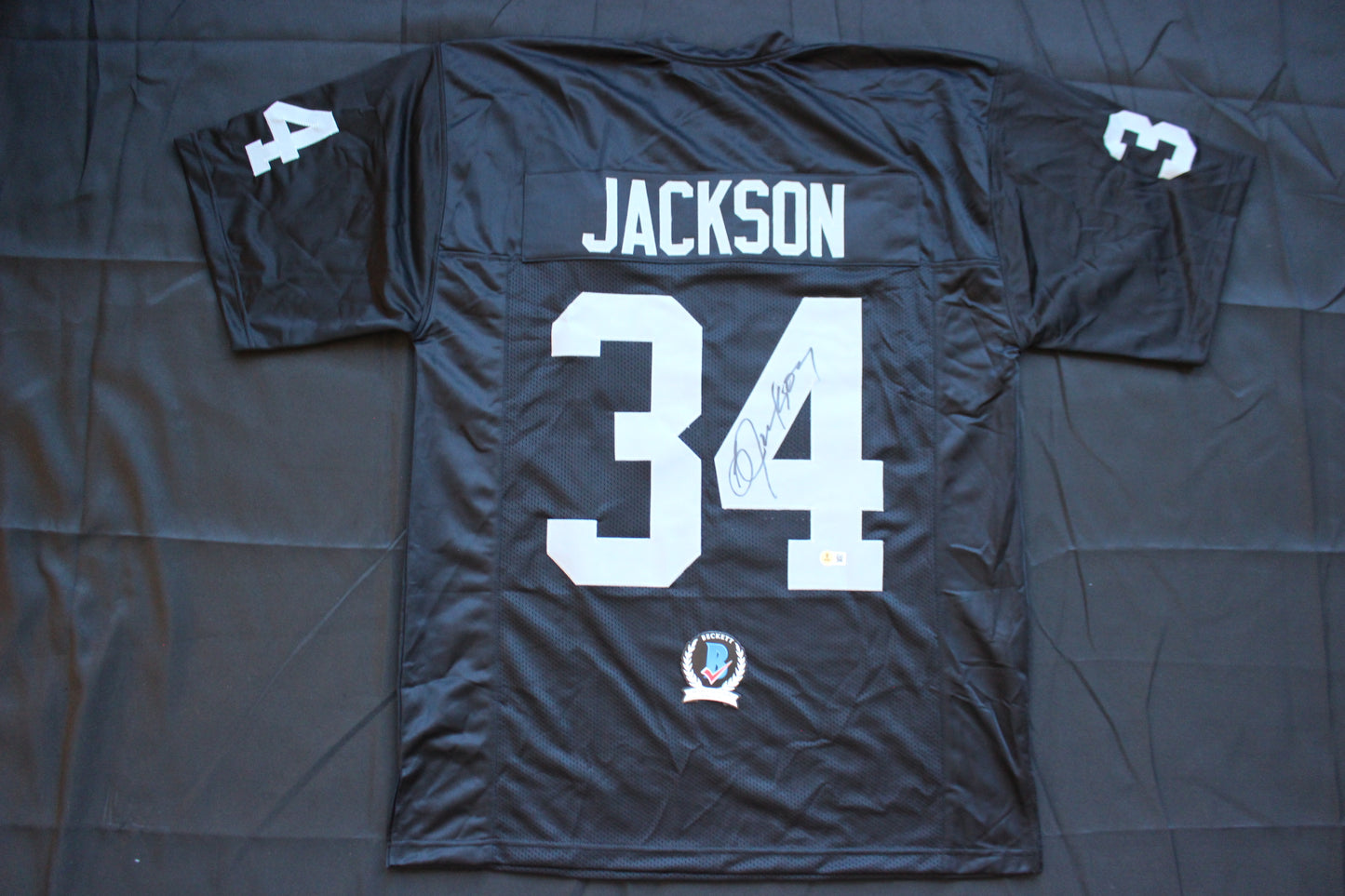 BO JACKSON RAIDERS SIGNED FOOTBALL JERSEY KC Royals Auburn BAS COA