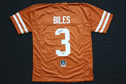 RASHEEM BILES TEXAS UT LONGHORNS SIGNED BURNT ORANGE JERSEY BAS COA