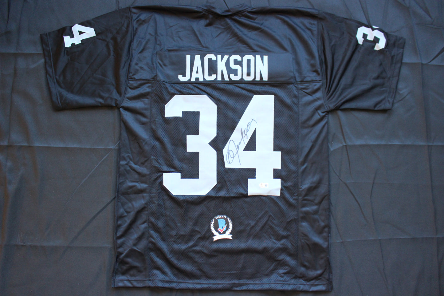 BO JACKSON RAIDERS SIGNED FOOTBALL JERSEY KC Royals Auburn BAS COA