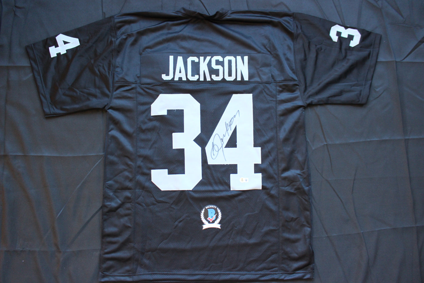 BO JACKSON RAIDERS SIGNED FOOTBALL JERSEY KC Royals Auburn BAS COA