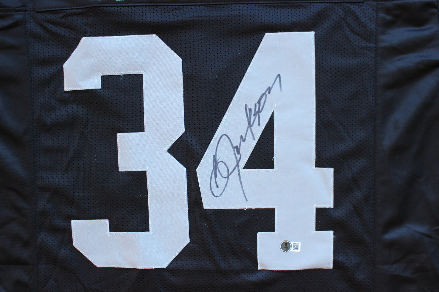 BO JACKSON RAIDERS SIGNED FOOTBALL JERSEY KC Royals Auburn BAS COA
