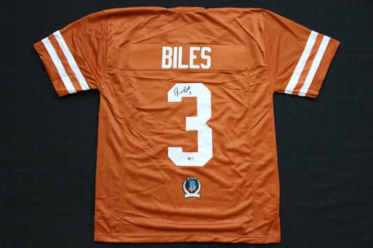 RASHEEM BILES TEXAS UT LONGHORNS SIGNED BURNT ORANGE JERSEY BAS COA