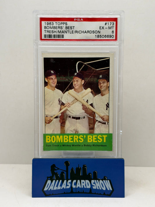 1963 Topps #173 Bomber's Best Tresh/Mantle/Richardson PSA 6