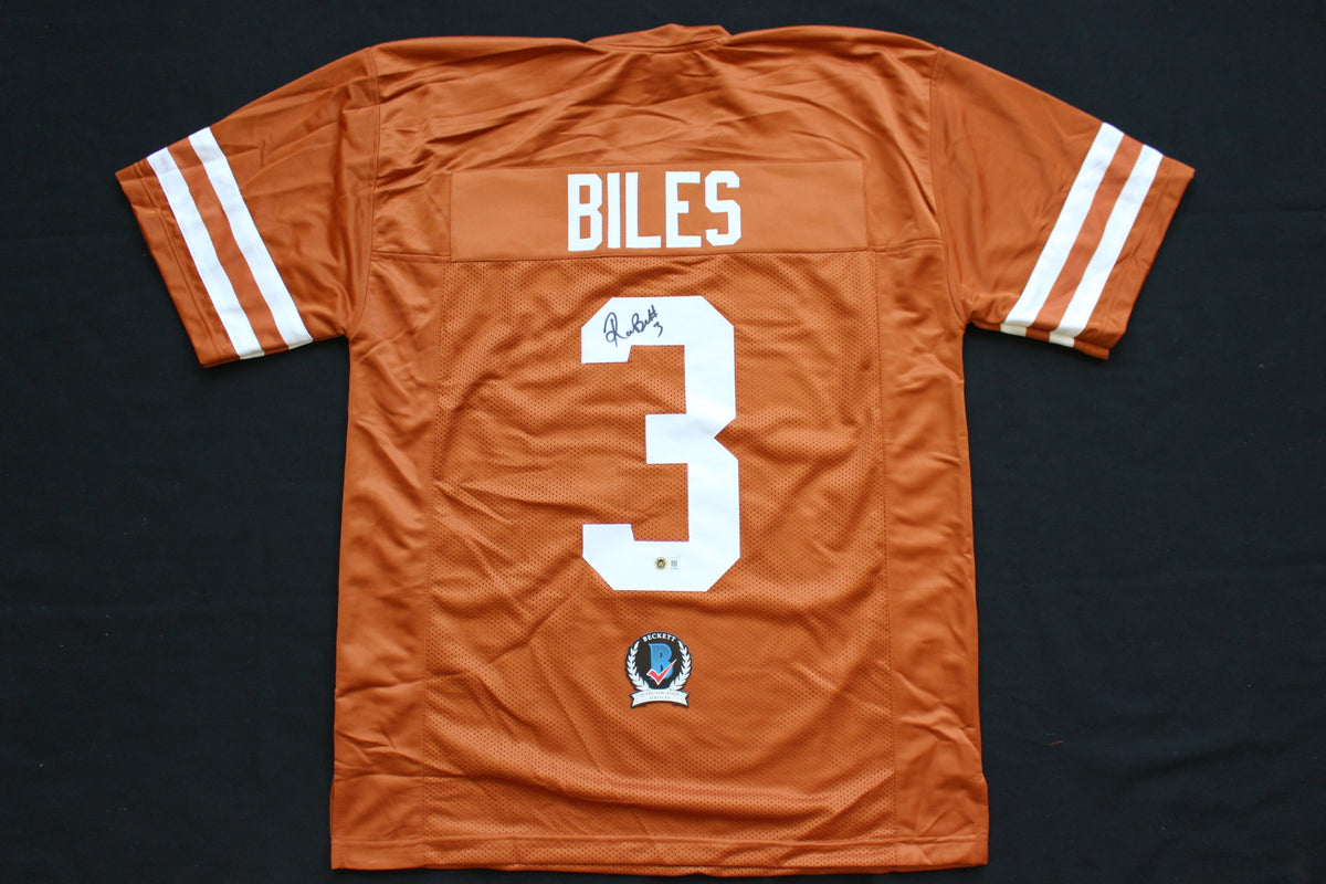 RASHEEM BILES TEXAS UT LONGHORNS SIGNED BURNT ORANGE JERSEY BAS COA