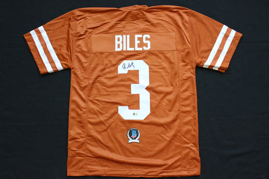 RASHEEM BILES TEXAS UT LONGHORNS SIGNED BURNT ORANGE JERSEY BAS COA