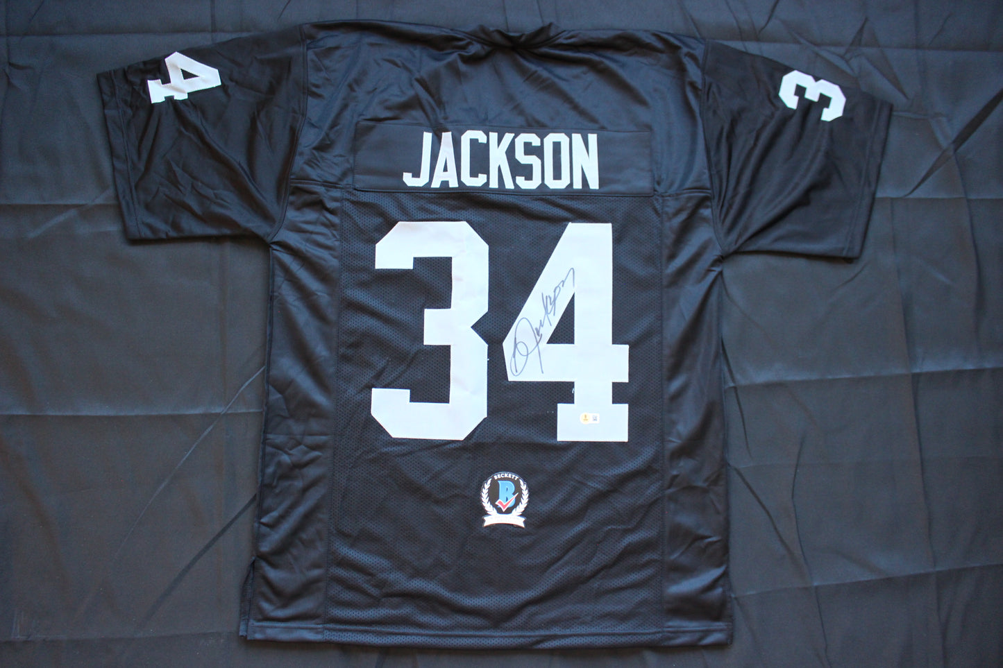 BO JACKSON RAIDERS SIGNED FOOTBALL JERSEY KC Royals Auburn BAS COA