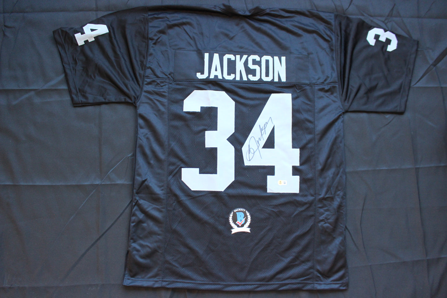 BO JACKSON RAIDERS SIGNED FOOTBALL JERSEY KC Royals Auburn BAS COA