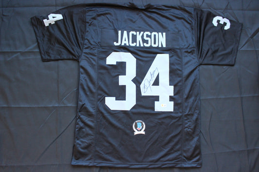 BO JACKSON RAIDERS SIGNED FOOTBALL JERSEY KC Royals Auburn BAS COA