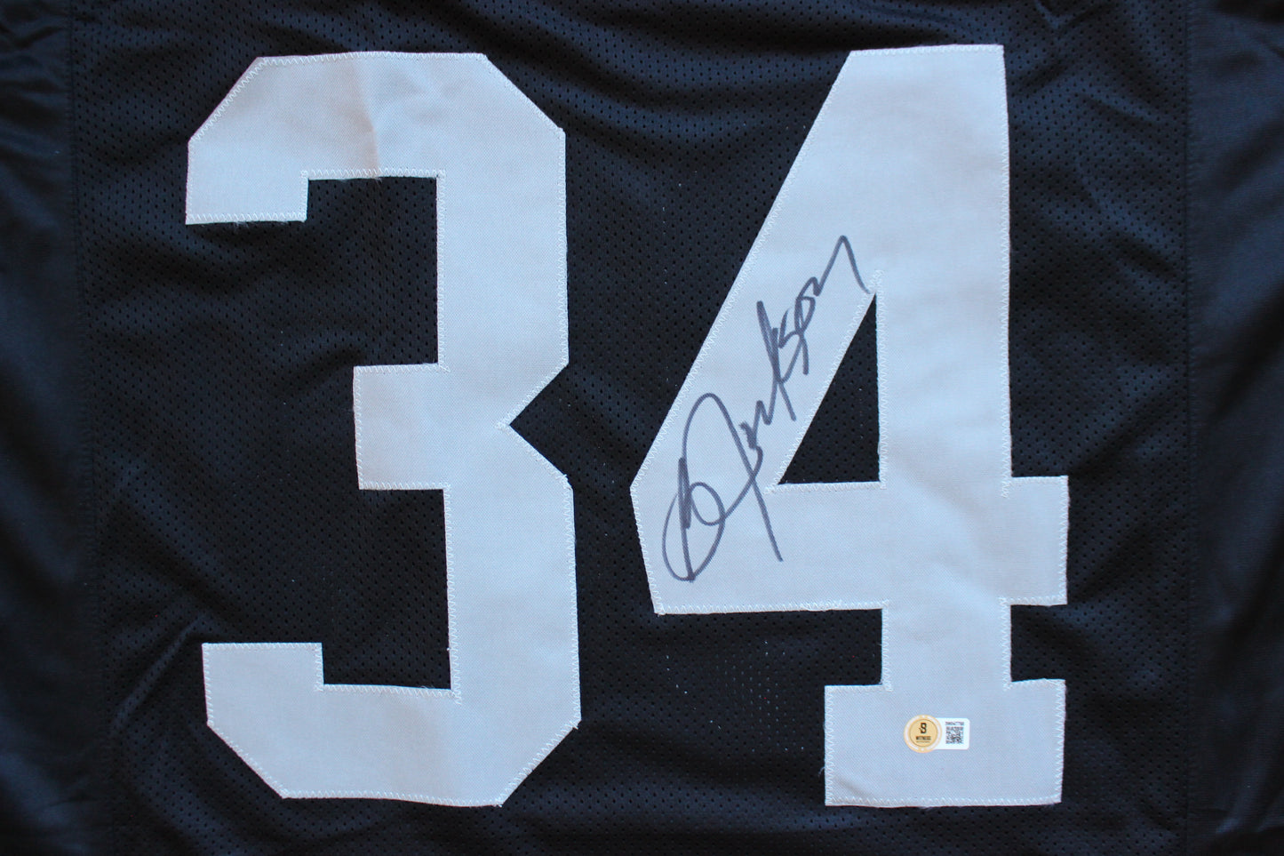 BO JACKSON RAIDERS SIGNED FOOTBALL JERSEY KC Royals Auburn BAS COA
