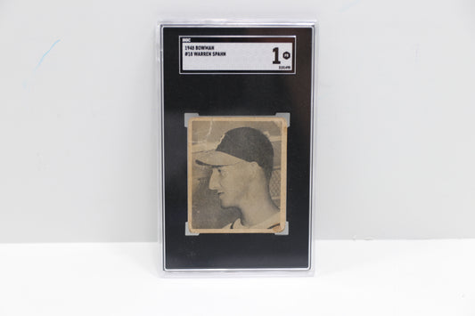 1948 Bowman 18 Warren Spahn SGC 1