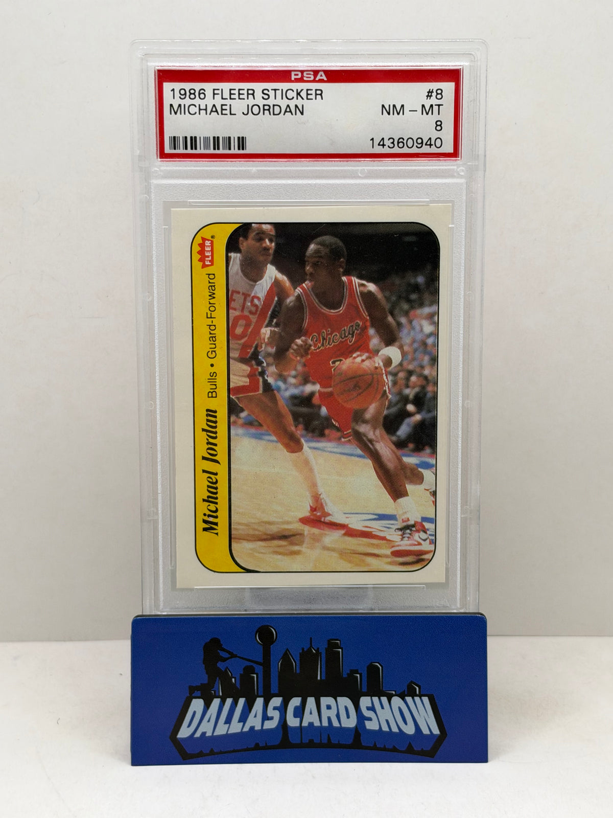 1986 Fleer Sticker #8 Michael Jordan PSA 8