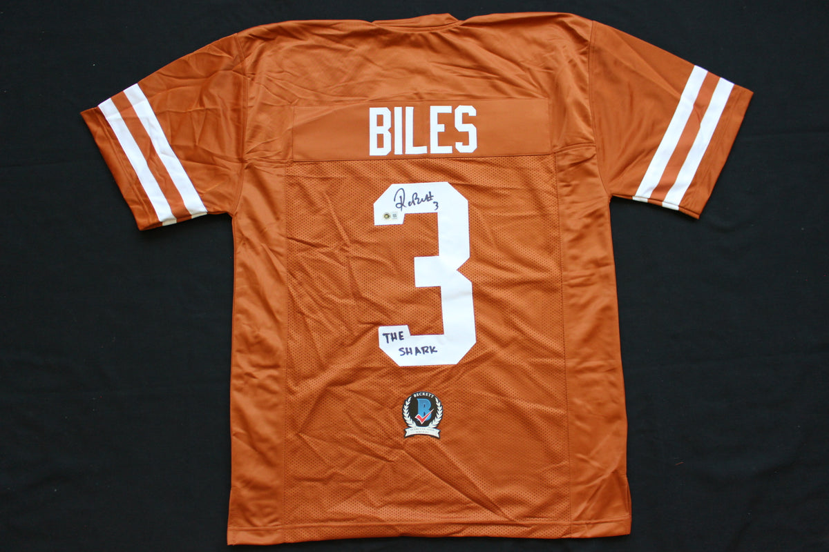 RASHEEM BILES TEXAS UT LONGHORNS SIGNED BURNT ORANGE JERSEY w/THESHARK BAS