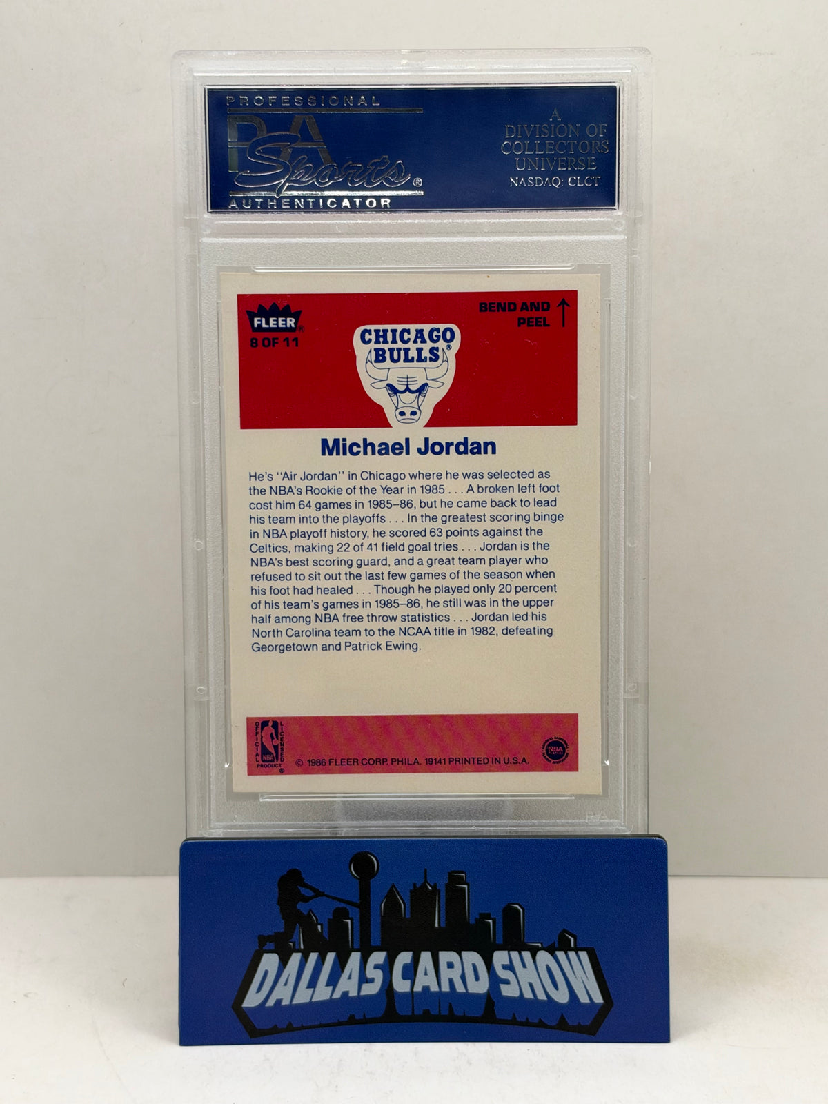 1986 Fleer Sticker #8 Michael Jordan PSA 8