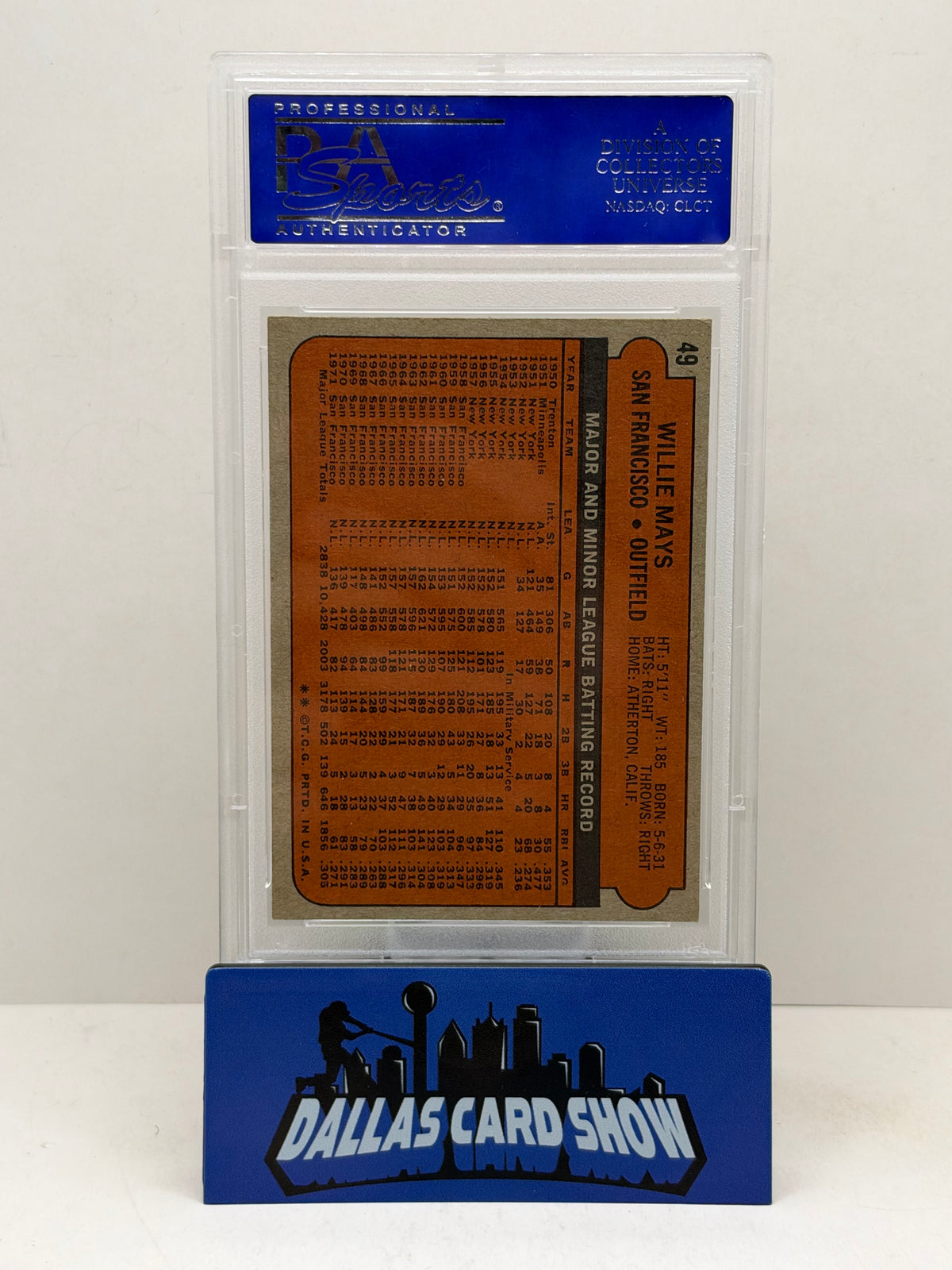 1972 Topps #49 Willie Mays PSA 7