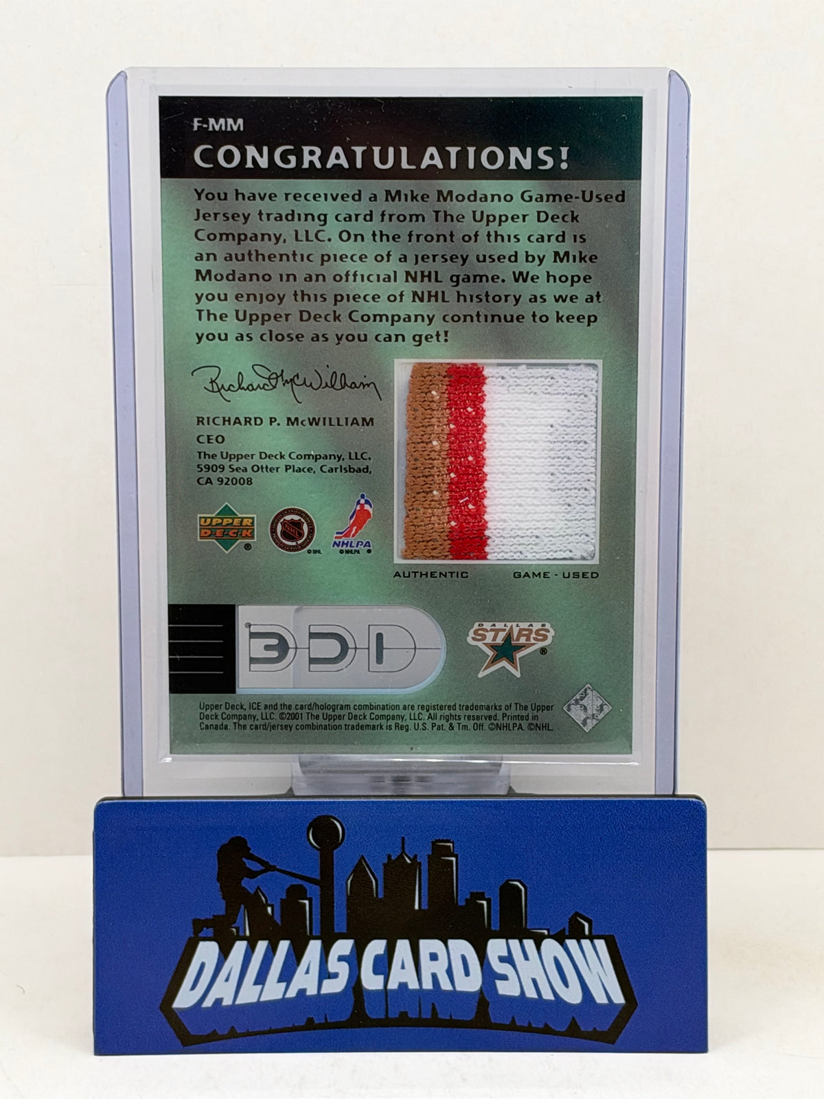 2001 Upper Deck Ice Mike Modano 1st Rounders Relic