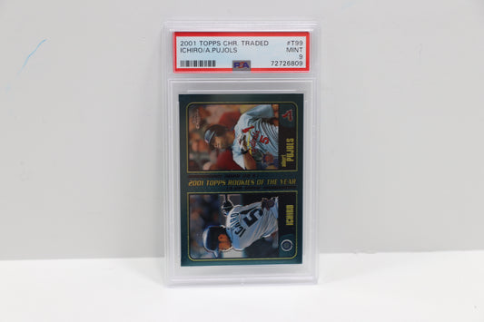 2001 topps Chrome Traded Ichiro/Pujols T99 PSA 9